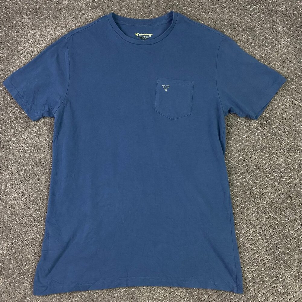 Birddogs Pocket T Shirt Crew Neck Men's Large Medium Blue Stretch Short Sleeve